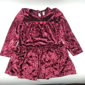 Charlotte & Star 24M Burgundy Red Crushed‎ Velvet Holiday Dress + Bloomers